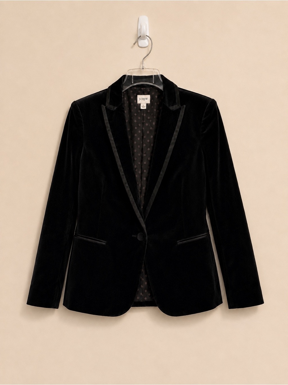 NWT J.Crew Black Velvet Blazer 10P | One Button Petite Tuxedo Jacket